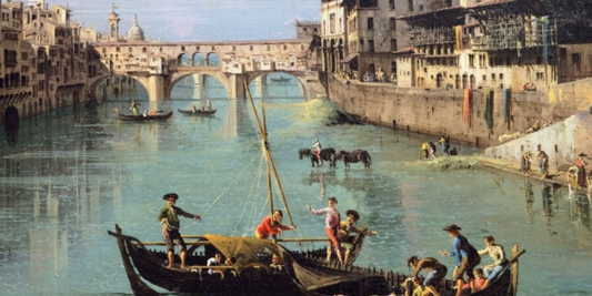"L'Arno e il Ponte Vecchio a Firenze" di Bellotto: celebrazione della vitalità rinascimentale