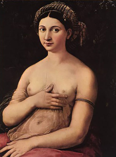 La Fornarina di Raffaello Sanzio su pregiata carta Amalfi