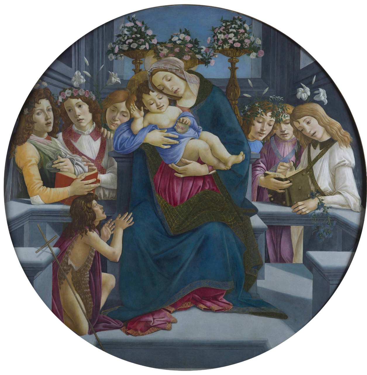 La Madonna con il Bambino e due angeli - Sandro Botticelli su carta Amalfi