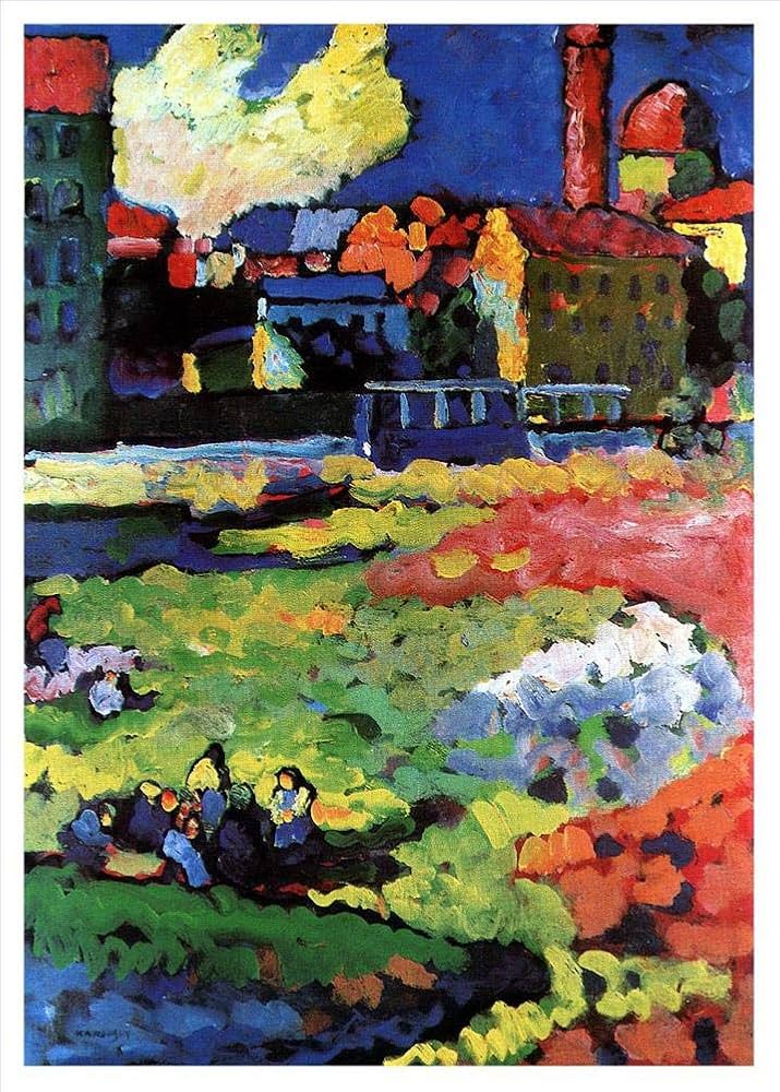 Monaco-Schwabing con la Chiesa di Sant'Orsola di Wassily Kandinsky su pregiata carta Amalfi