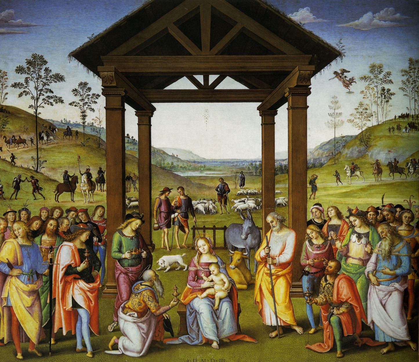 Adorazione dei Magi di Città della Pieve - Perugino - Pietro Vannucci su pregiata carta Amalfi