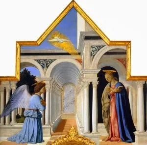 Annunciazione, polittico di Sant'Antonio di Piero della Francesca su pregiata carta Amalfi