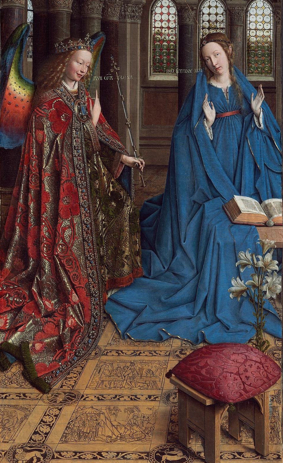 L'Annunciazione (dettaglio) - Jan van Eyck su pregiata carta Amalfi