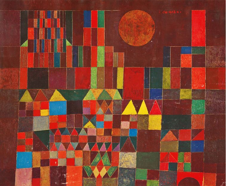 Castello e sole di Paul Klee su pregiata carta Amalfi