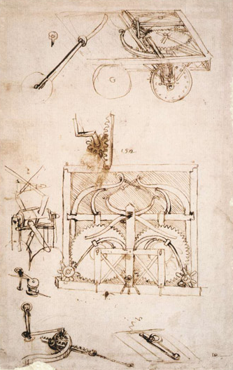 Leonardo Da Vinci's self-propelled chariot on fine Amalfi paper