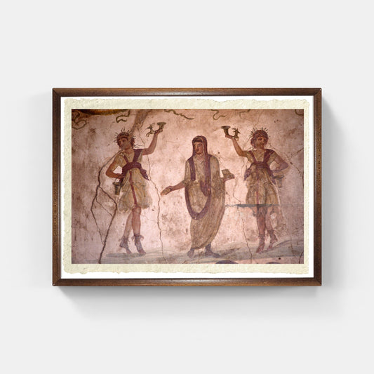 Pompei. Affresco del larario romano di protezione e fertilità