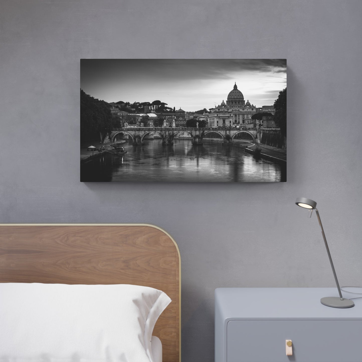 View of Rome in black and white