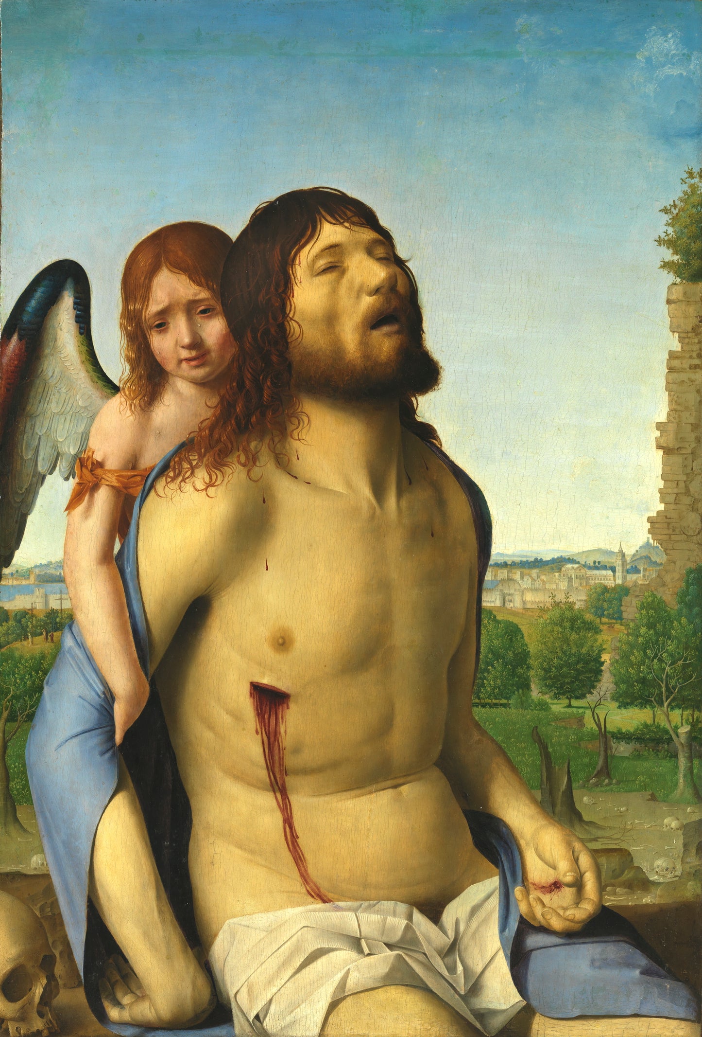 Cristo in pietà e un angelo - Antonello da Messina su pregiata carta Amalfi