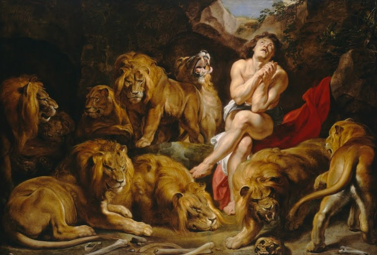 Daniele nella fossa dei leoni - Peter Paul Rubens su pregiata carta Amalfi