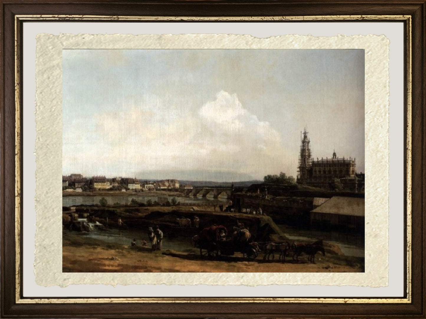 Dresden from the left bank of the Elbe, under the fortifications - Bernardo Bellotto