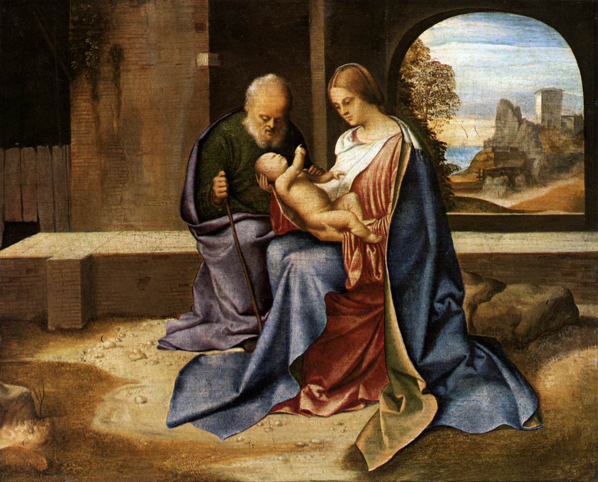 La Sacra Famiglia Benson di Giorgione su pregiata carta Amalfi