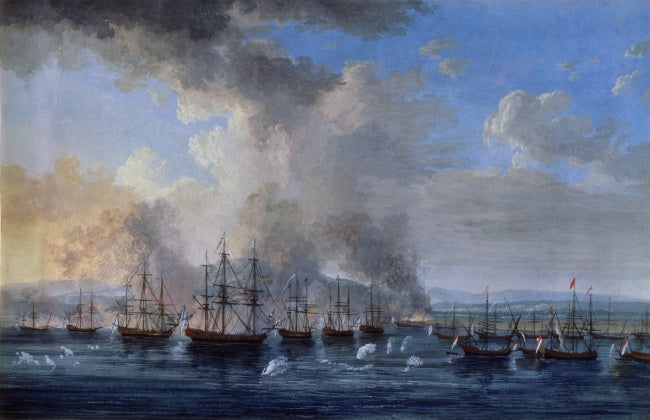 Guerra russo-ottomana: La battaglia navale del castello di Damietta nel 1770 - Jakob-Philipp Hackert