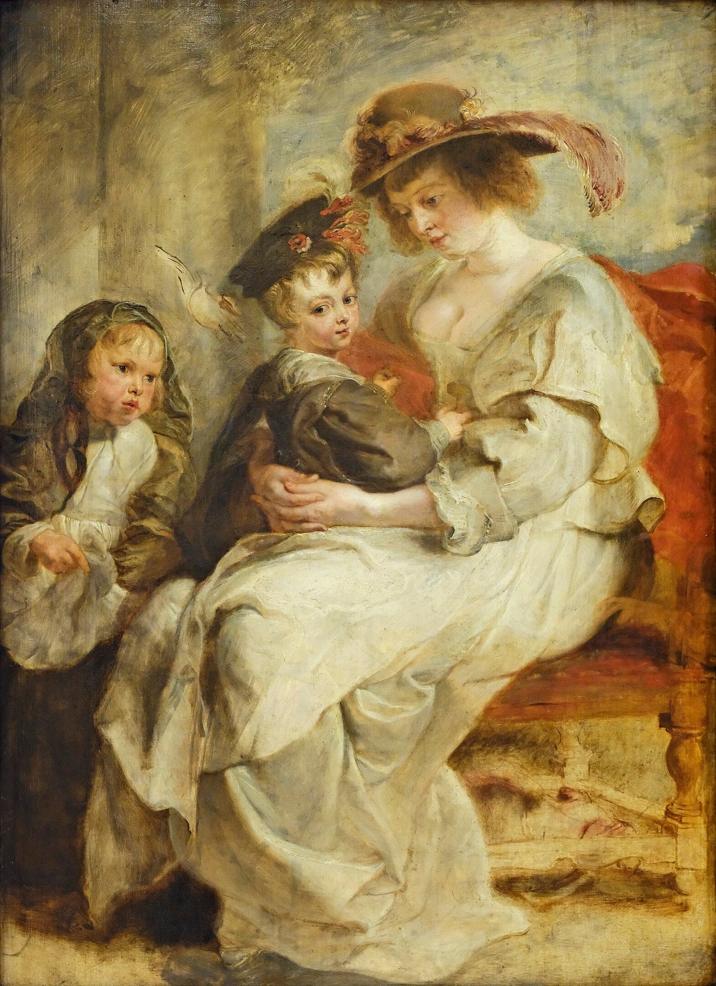 Hélène Fourment con due dei suoi figli - Peter Paul Rubens su pregiata carta Amalfi
