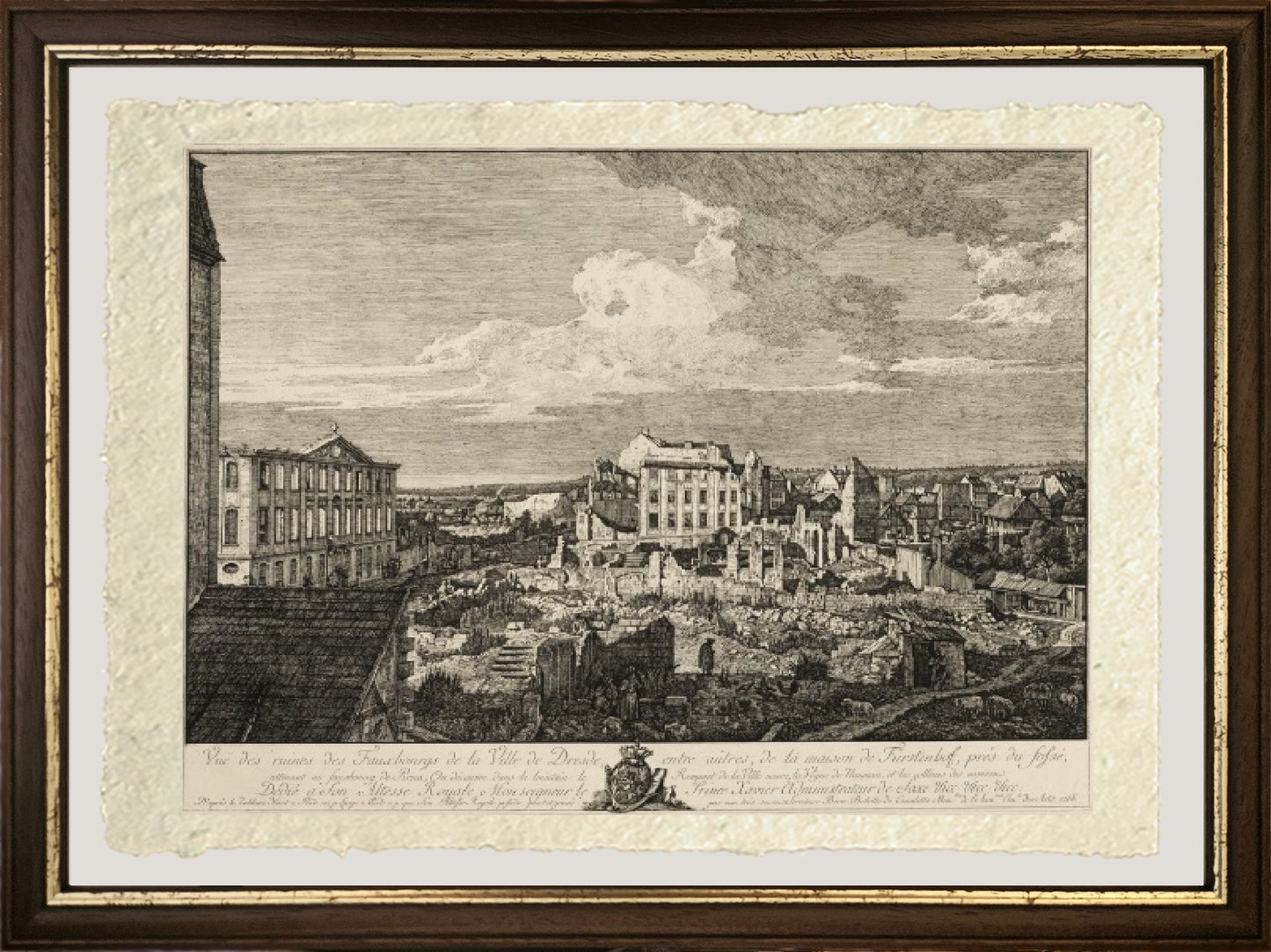 Le rovine del sobborgo di Pirnaischer con il Palais Fürstenhof - Bernardo Bellotto