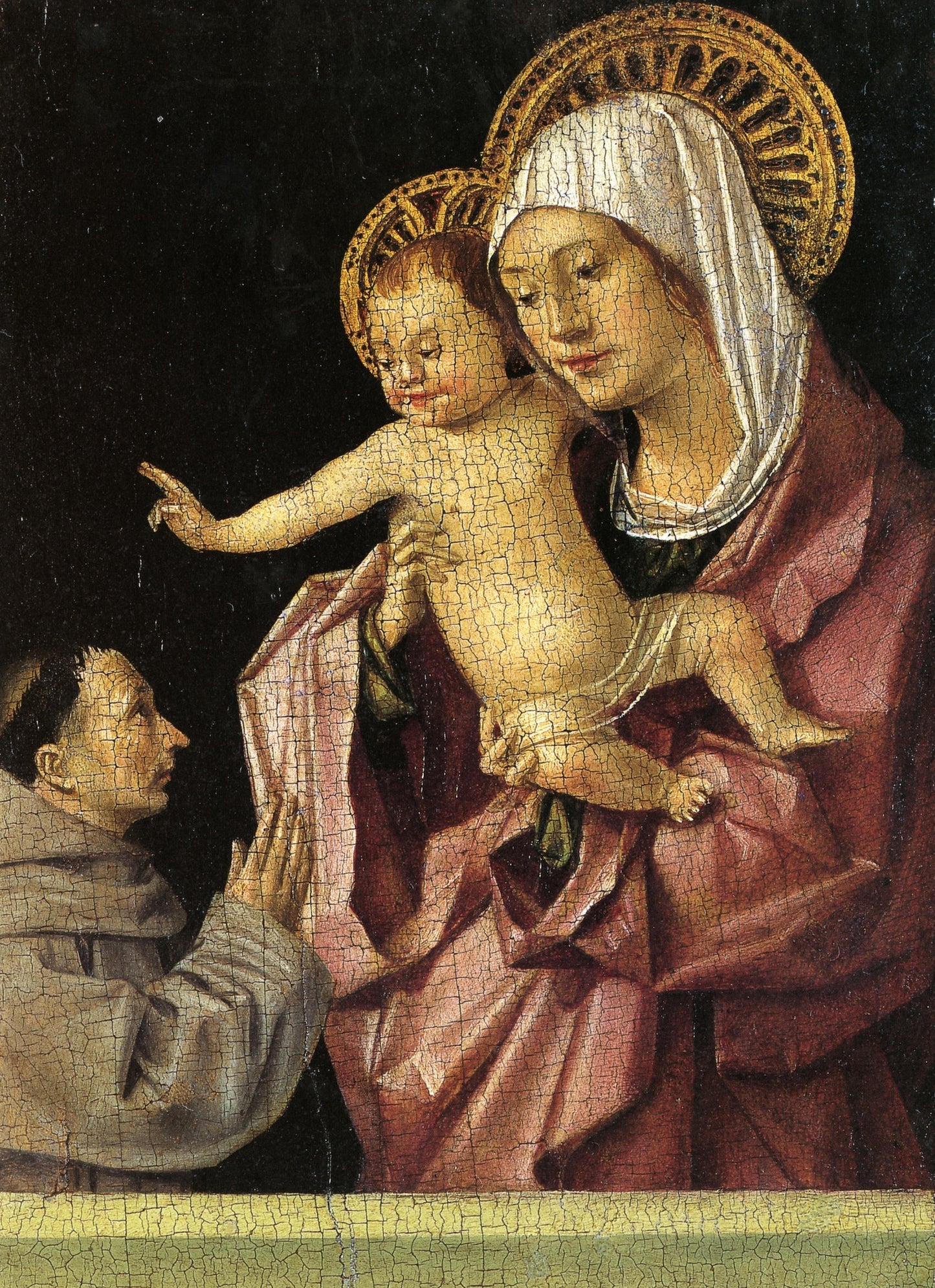 Madonna col Bambino benedicente e un francescano in adorazione di Antonello da Messina su pregiata carta Amalfi