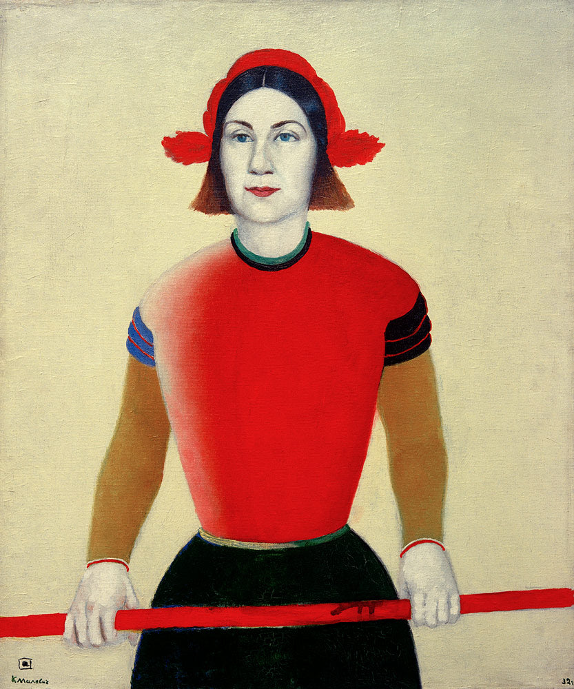 Ragazza con asta rossa di Kazmir Malevich su pregiata carta Amalfi