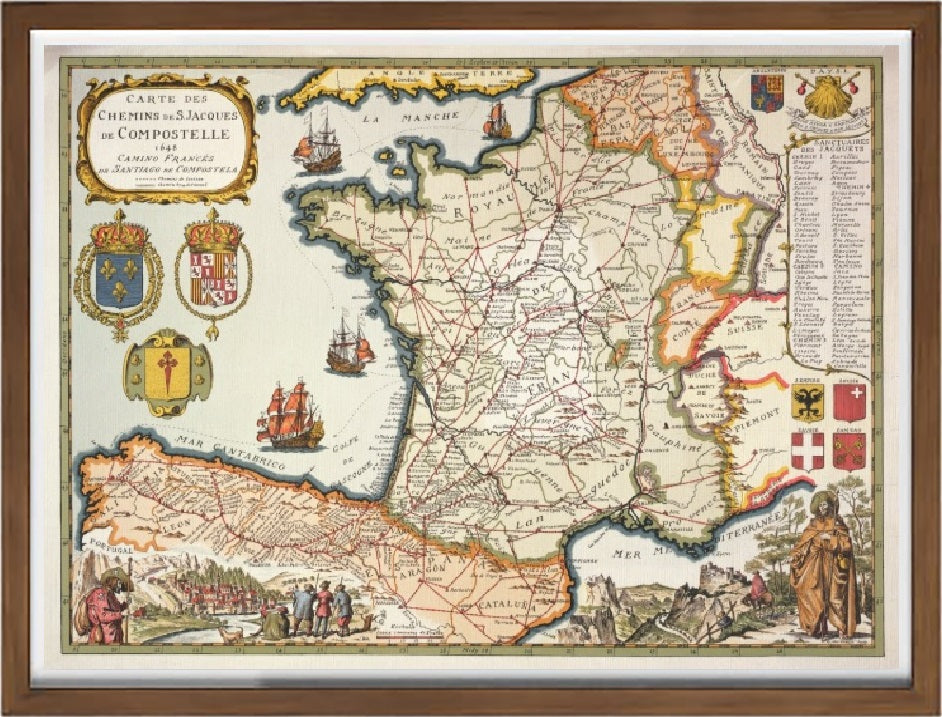 Mappa dei percorsi di San Giacomo di Compostela 1648 - D. Serveaux
