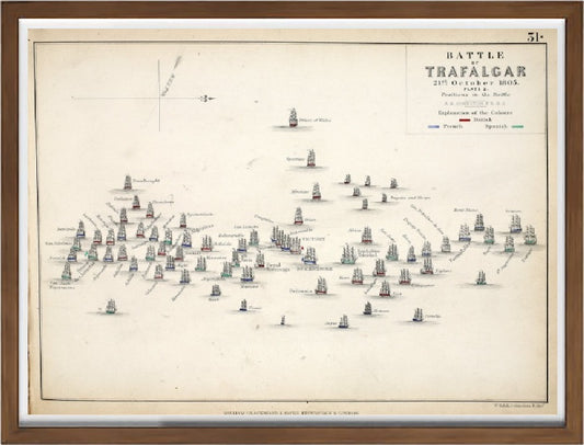 Mappa della Battaglia di Trafalgar 1848 - Alexander Keith Johnston