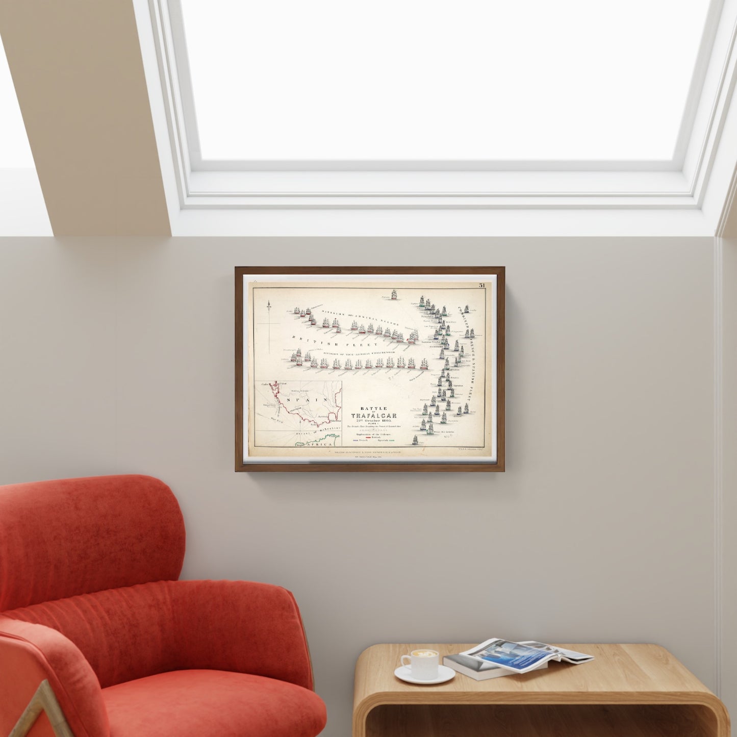 Mappa della Battaglia di Trafalgar - Alexander Keith Johnston