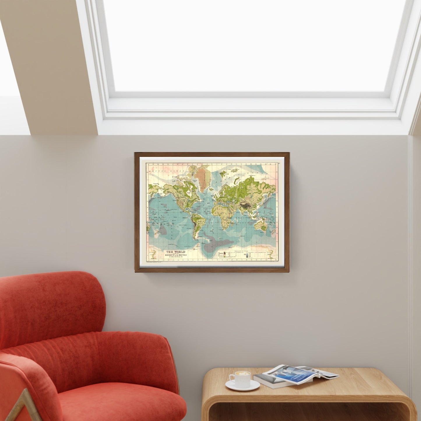 Mappa del mondo con altezze e profondità - 1902