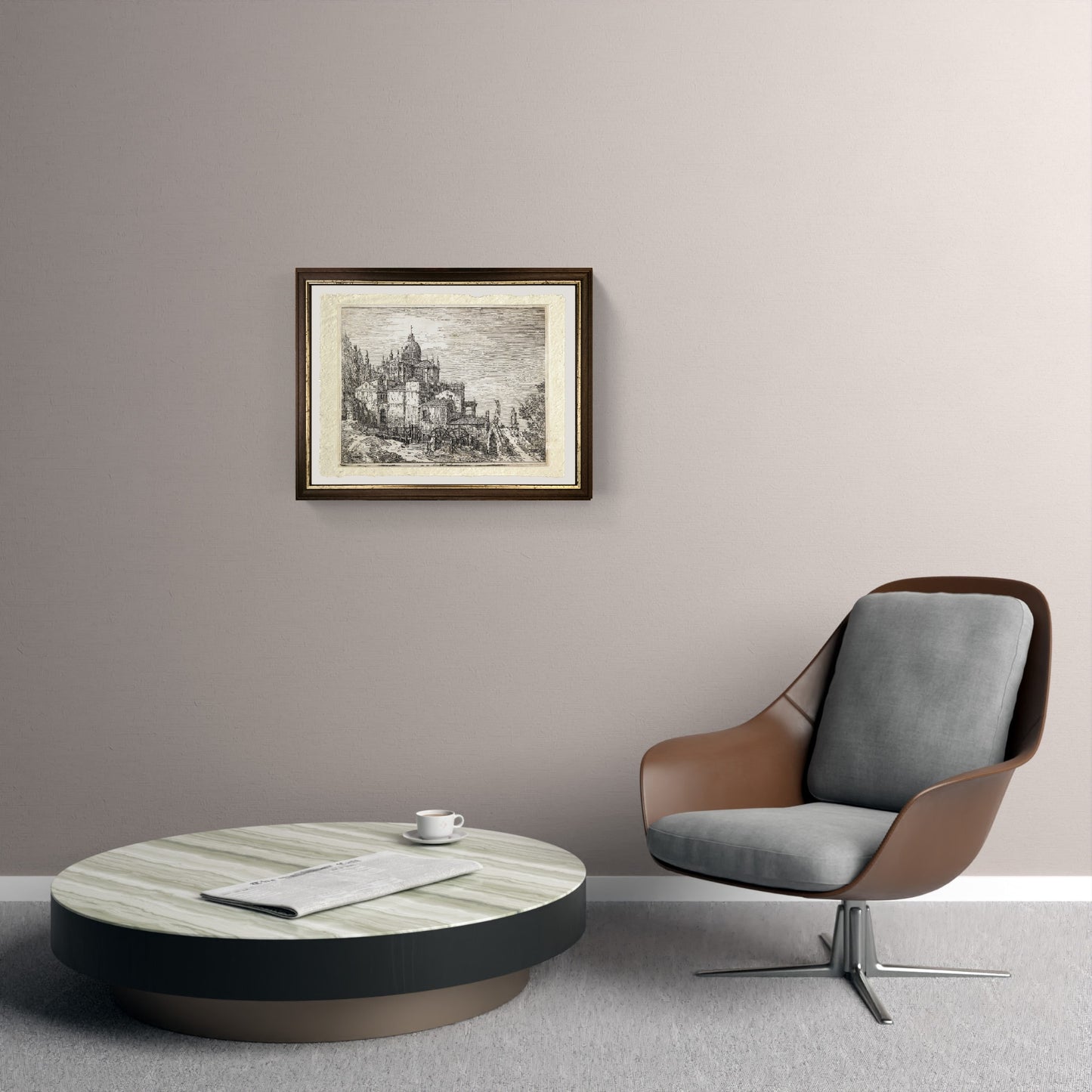 Paesaggio con una chiesa, case e un mulino - Giovanni Antonio Canal detto Canaletto