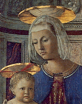 La Vergine e il Bambino con le aureole lucidate a specchio - Piero della Francesca su carta Amalfi