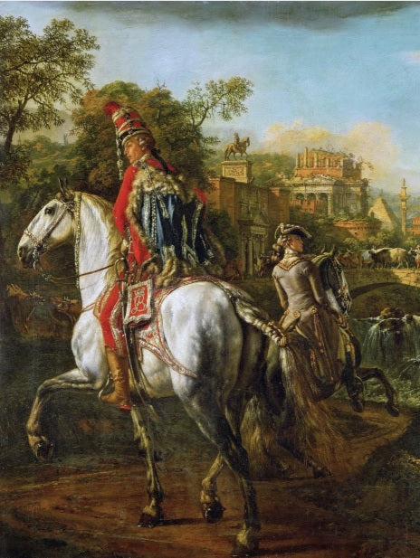 Ritratto equestre di un ufficiale degli Ussari di Bernardo Bellotto su pregiata carta Amalfi