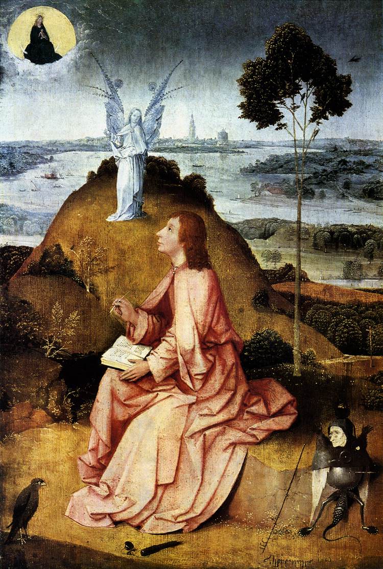 San Giovanni a Patmos e storie della Passione di Hieronymus Bosch su pregiata carta Amalfi