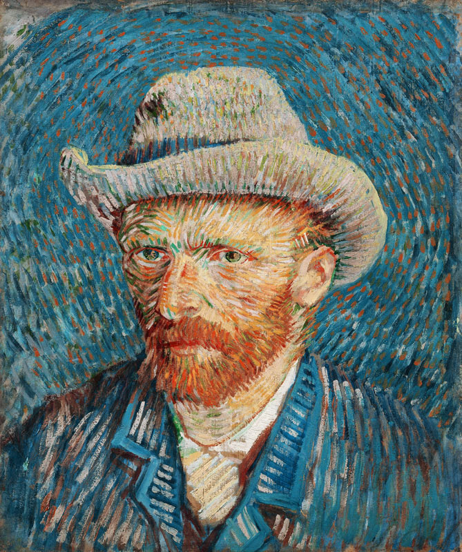 Autoritratto con cappello di Van Gogh su pregiata carta Amalfi