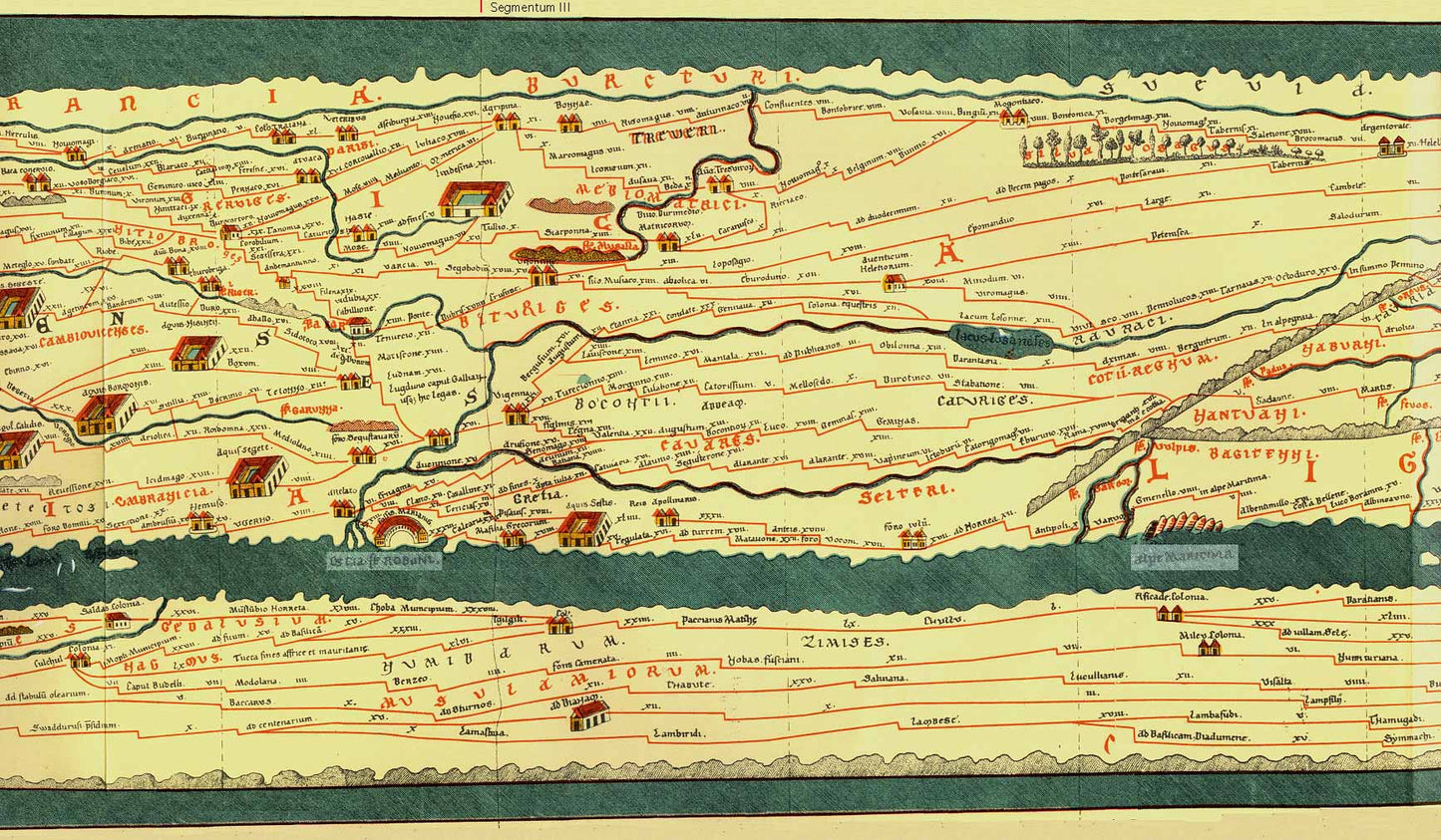 Collezione 14 mappe della Tavola Peutingeriana