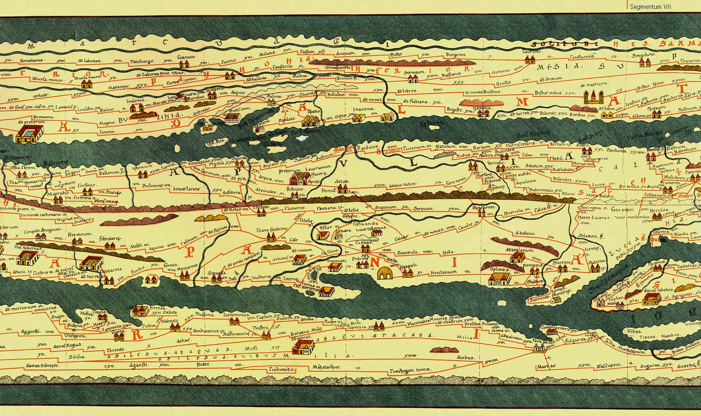 Collezione 14 mappe della Tavola Peutingeriana