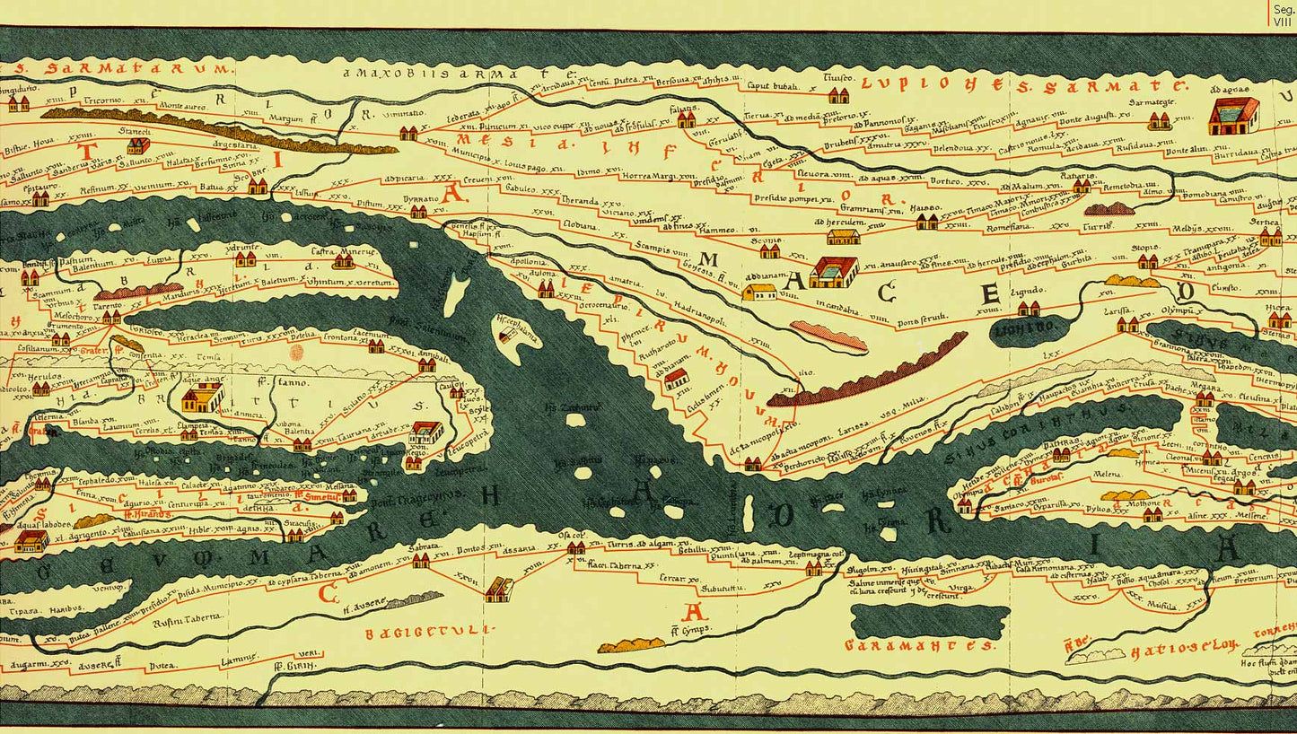 Collezione 14 mappe della Tavola Peutingeriana