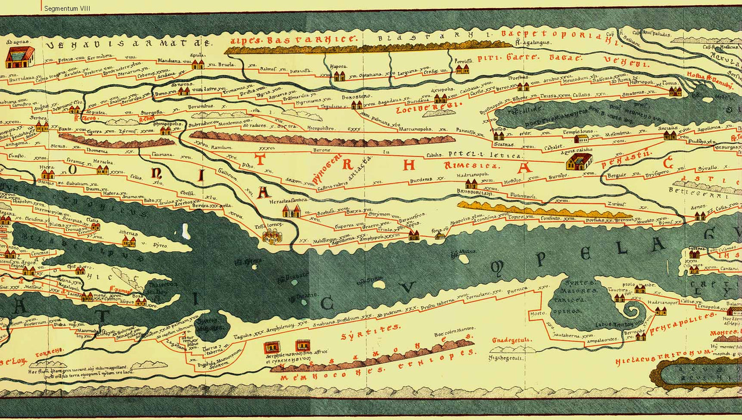 Collezione 14 mappe della Tavola Peutingeriana
