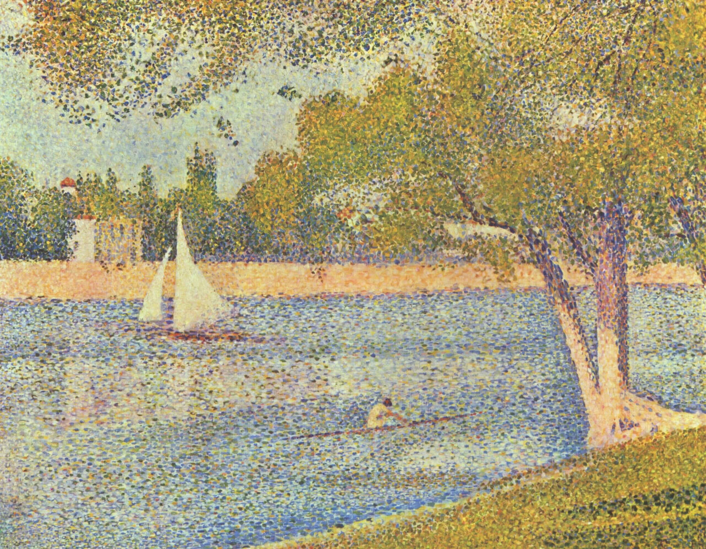 The Seine at La Grande Jatte in the Spring di Georges Seurat su pregiata carta Amalfi