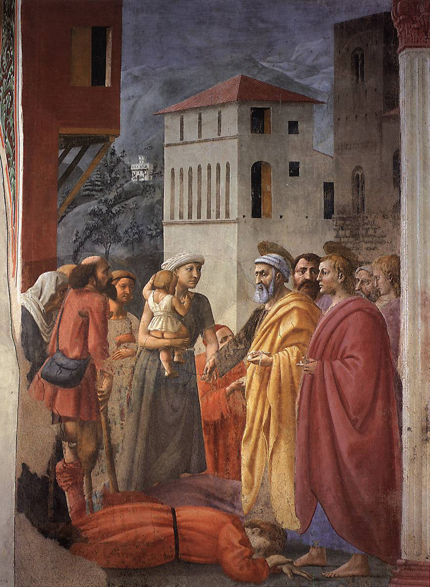 La Distribuzione delle elemosine e morte di Anania - Masaccio