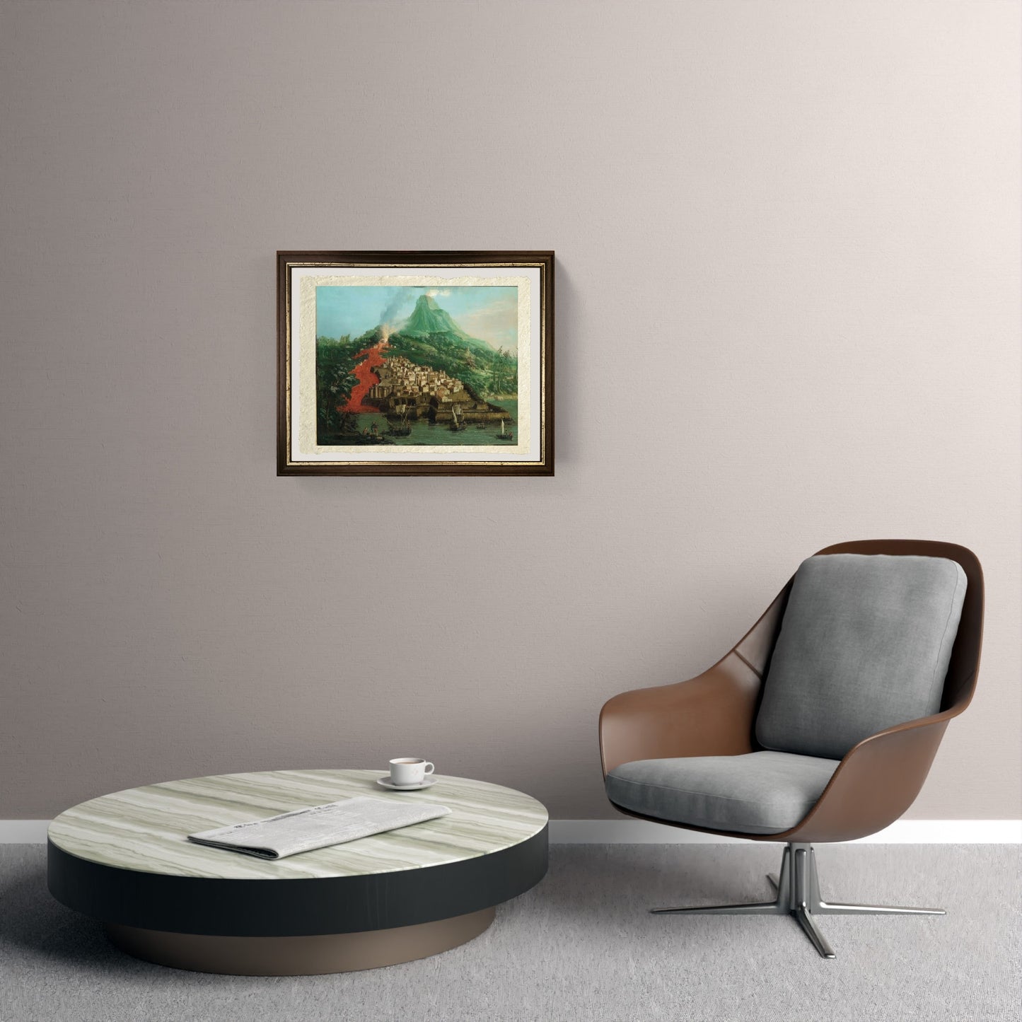 A volcanic island with a port and ships - Giovanni Antonio Canal known as Canaletto