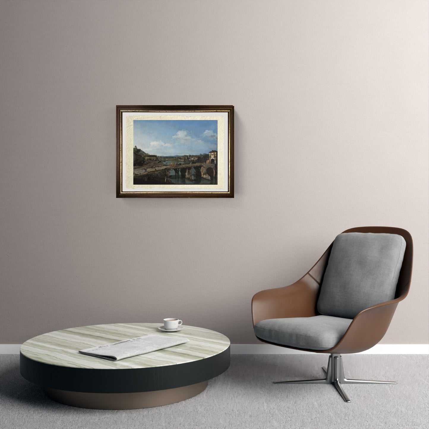 View of the ancient bridge over the Po in Turin - Bernardo Bellotto