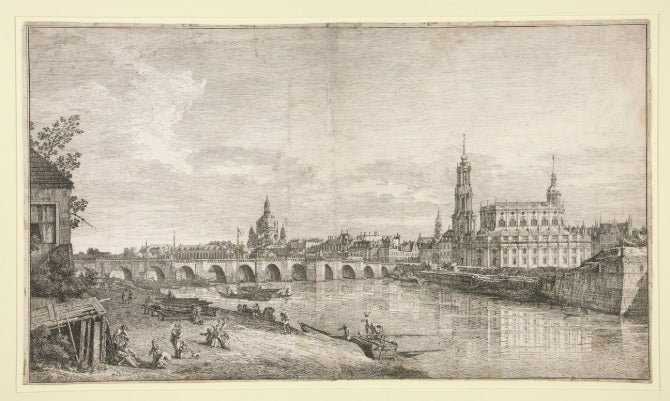 View of the Dresden Bridge over the Elbe - Bernardo Bellotto
