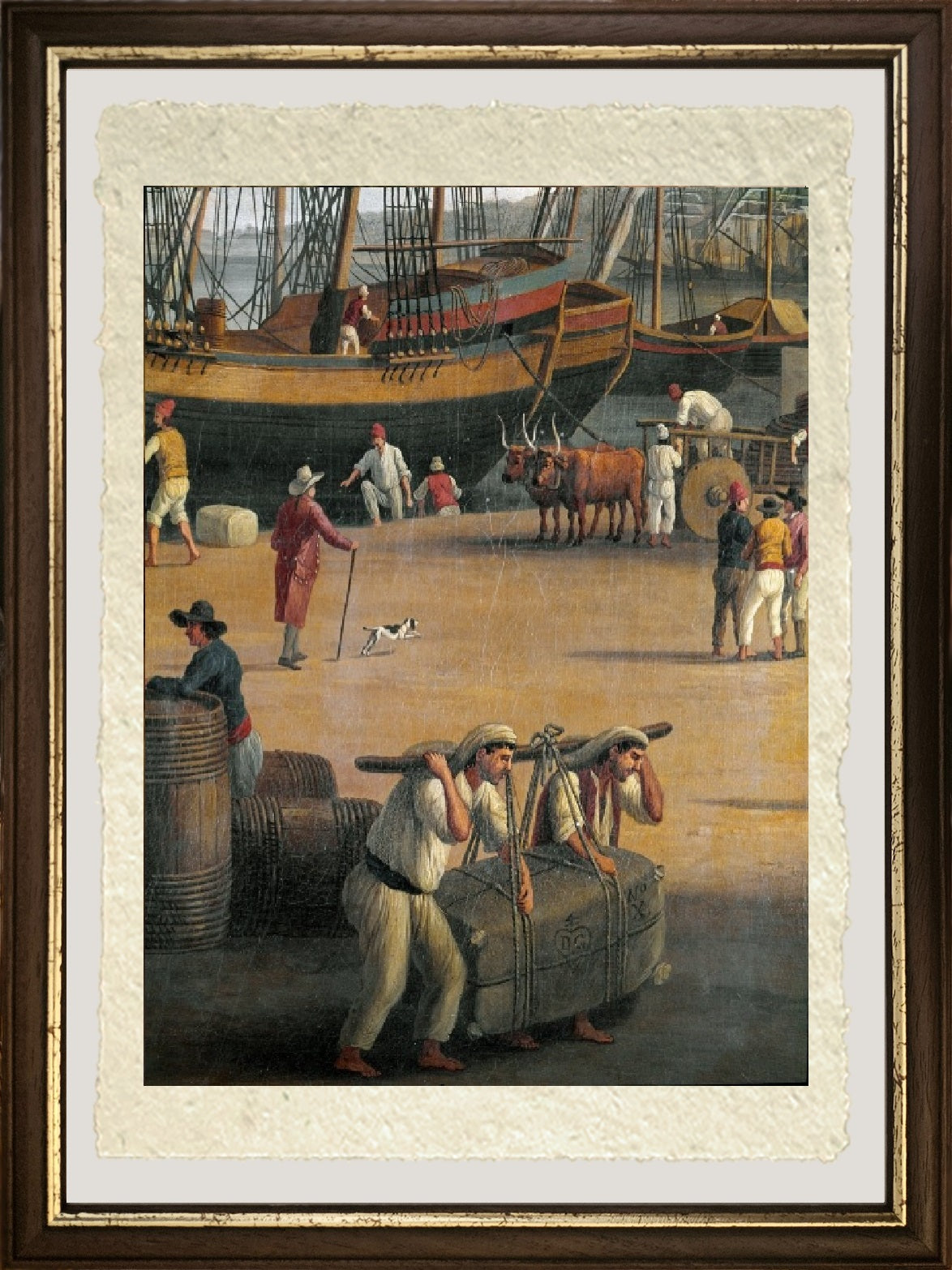 Veduta del porto di Messina, lavoratori - Philippe Hackert