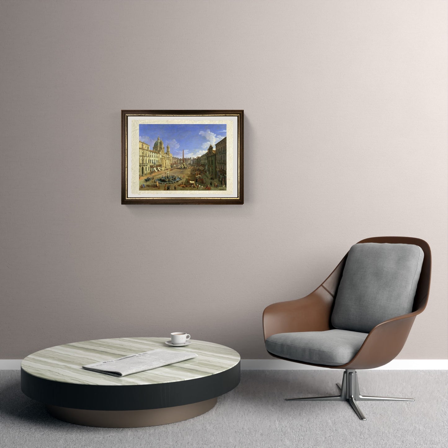 Rome seen from the Tiber looking south with Castel Sant'Angelo and St. Peter's Basilica in the distance - Gaspare Vanvitelli - Gaspar van Wittel