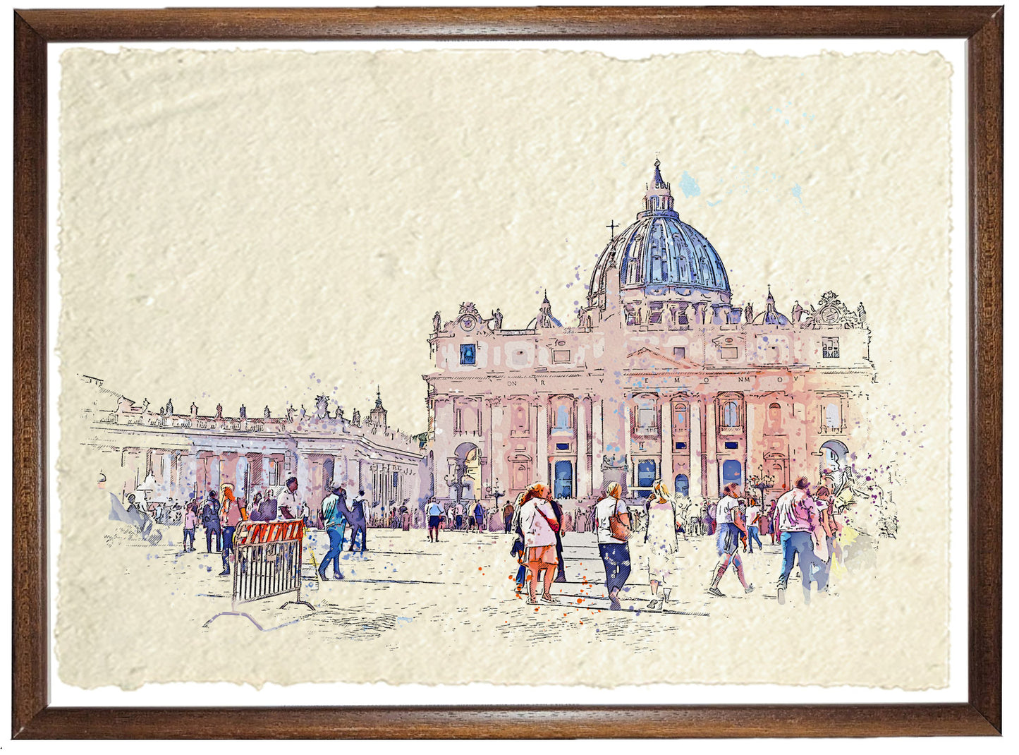 San Pietro con visitatori. Acquerello