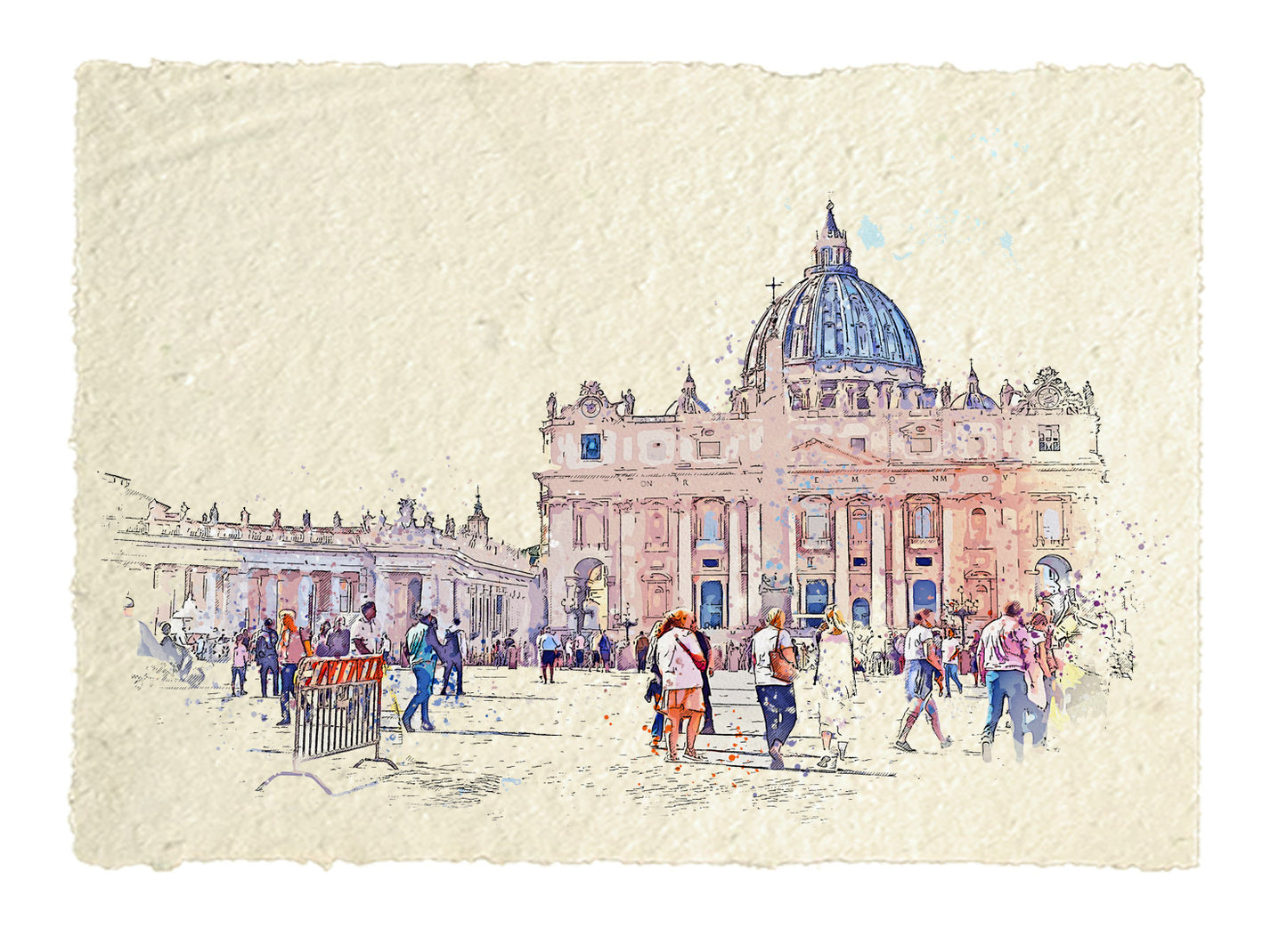 San Pietro con visitatori. Acquerello