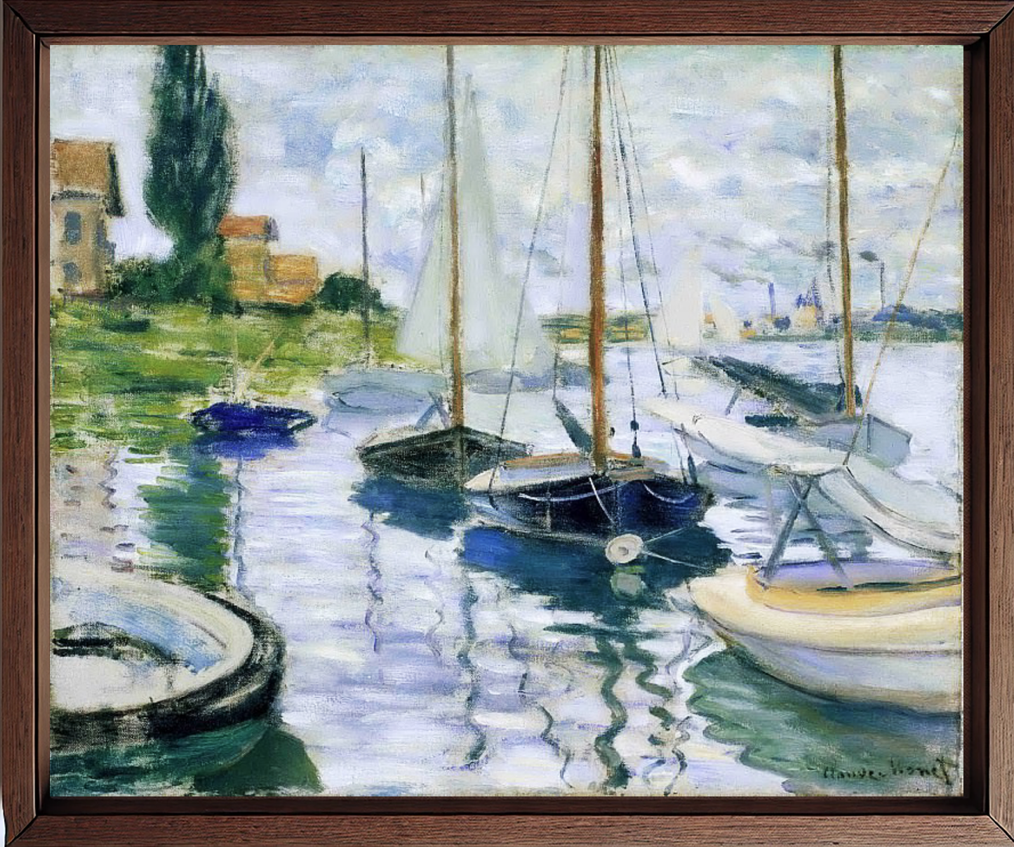 Barche sulla senna a Le Petite-Gennervilliers, quadro di Claude Monet