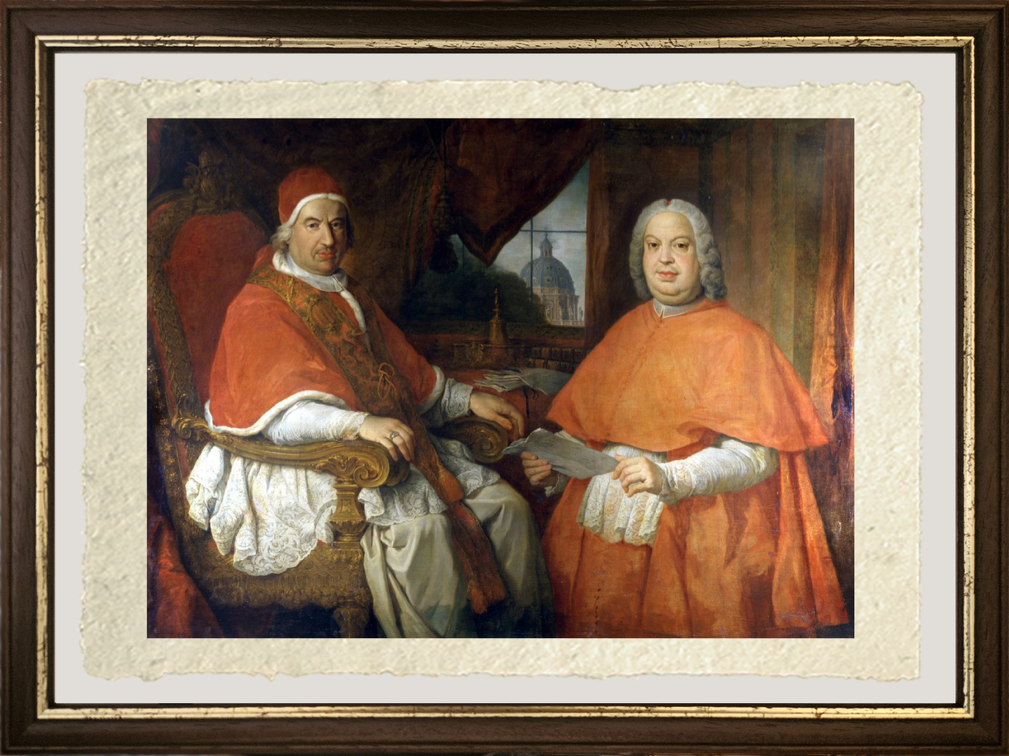 Benedetto XIV e il Cardinale Gonzaga di Pannini con cornice