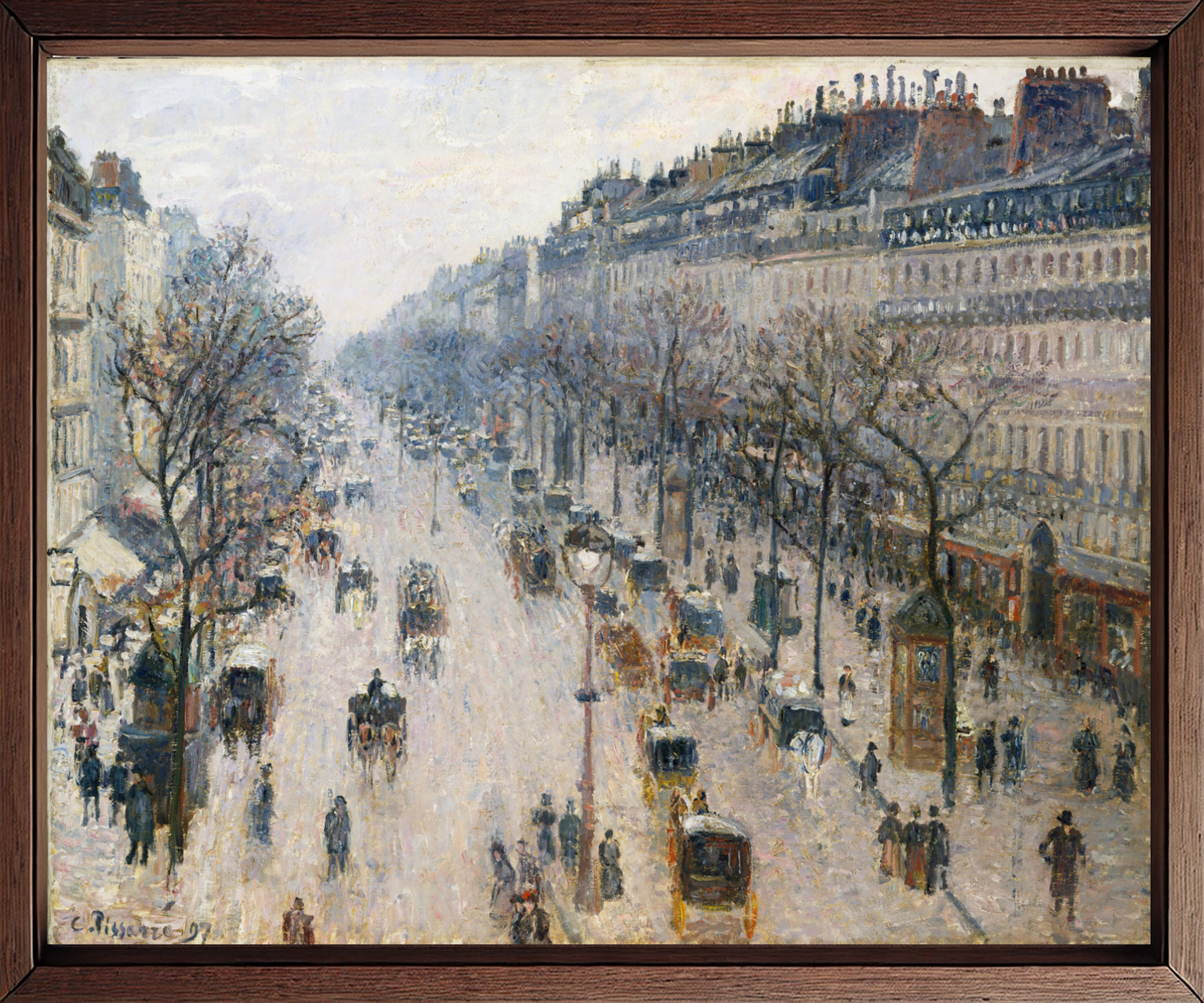 The Boulevard Montmartre on a Winter Morning by Camille Pissarro