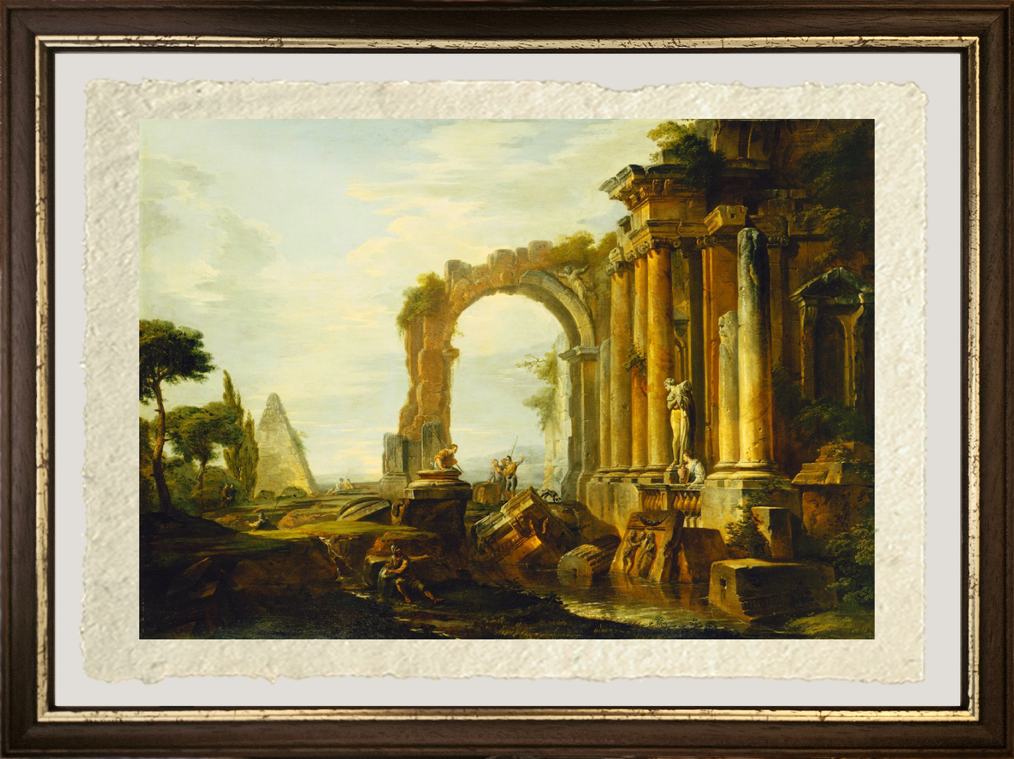 Un capriccio di rovine classiche con la piramide di Cestio di Pannini cornice