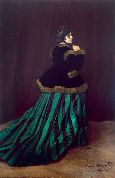 Camille in a Green Dress, painting by Claude Monet