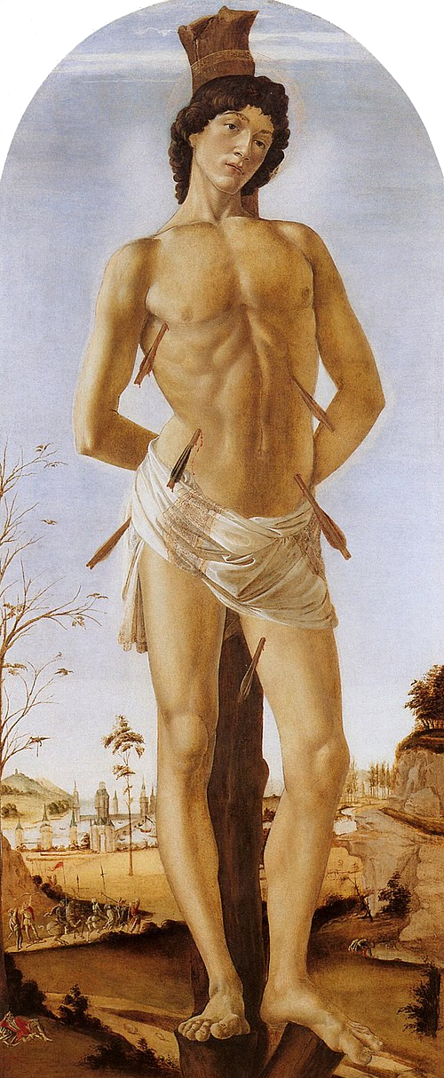 Il Martirio di San Sebastiano di Sandro Botticelli su pregiata carta Amalfi