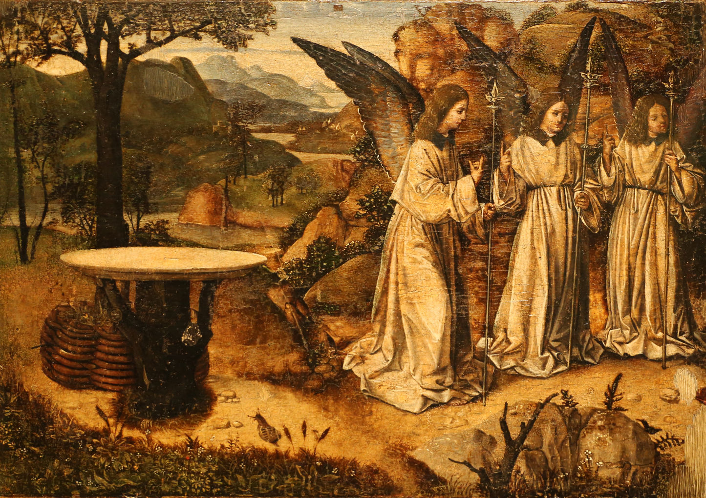 Visita dei tre angeli ad Abramo di Antonello da Messina su pregiata carta Amalfi