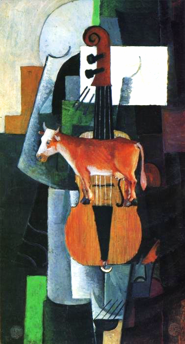 Cow and Fiddle di Kazmir Malevich su pregiata carta Amalfi